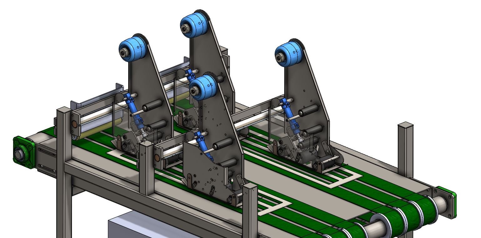Modelo 3D CAD de la maquina encintadora de ristras de carton de PMC-DF